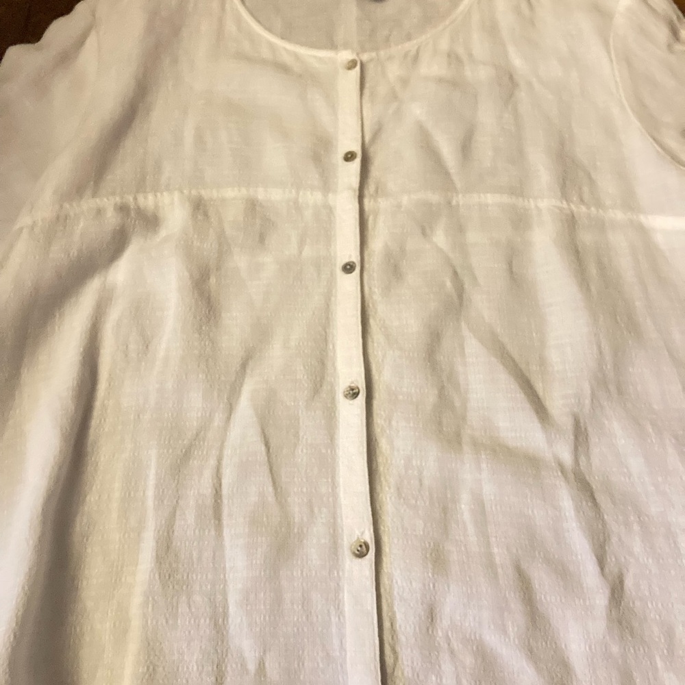 Eileen Fisher White Linen Tunic Top
